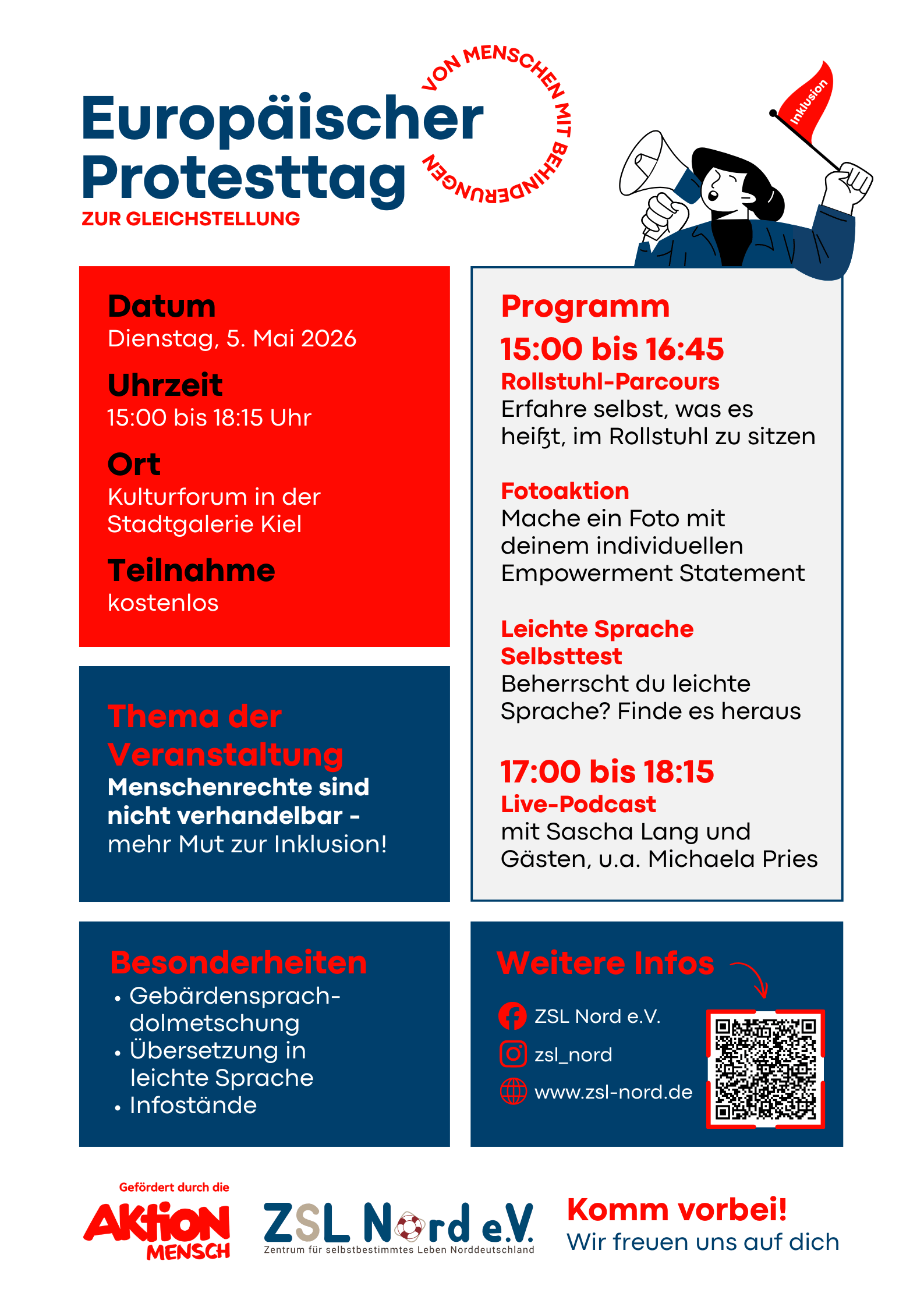 Poster für Veranstaltung am 5. Mai im Kulturforum in Kiel